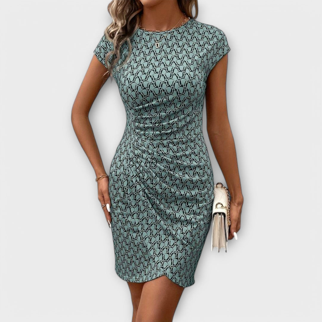 Emma – Short-Sleeved Tulip Dress with All-Over Print