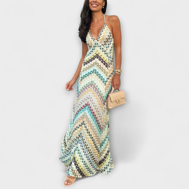 Remi – Missoni-Style Colourful Chevron Maxi Dress
