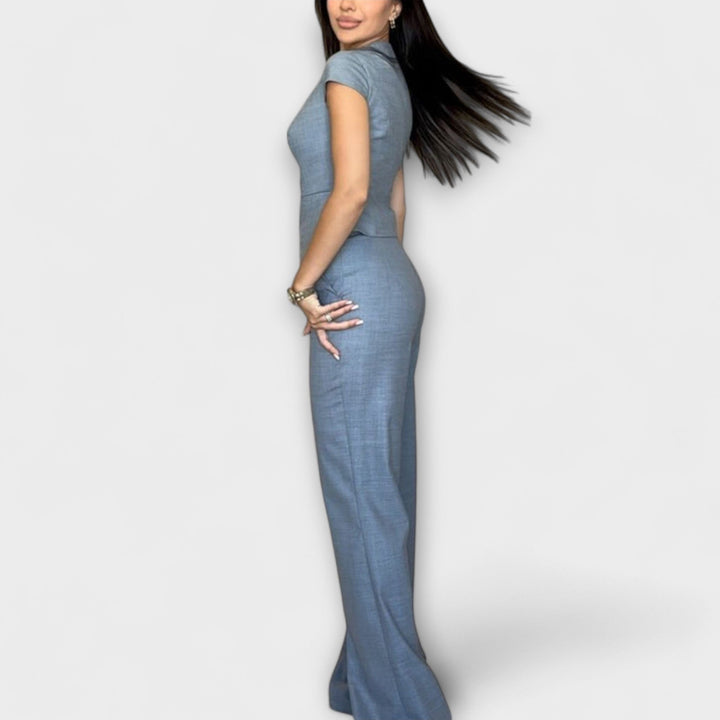 Ivy – Chic V-Neck Top & Trouser Set
