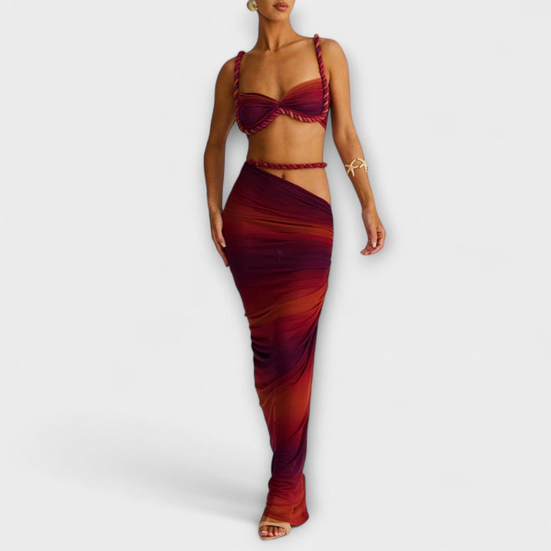 Jane – Gradient Braided Crop Top & Overskirt Set