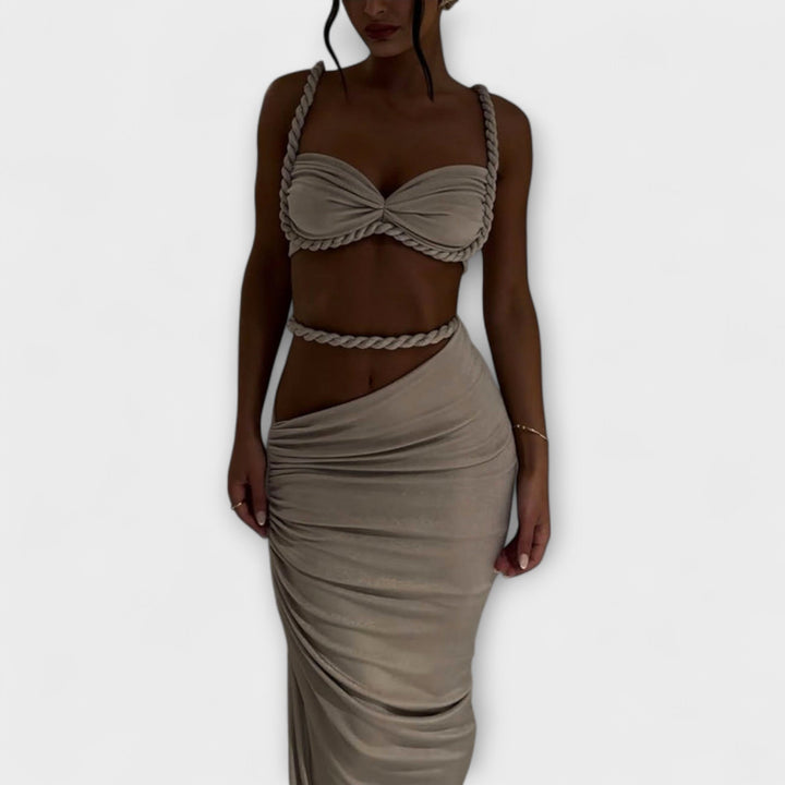Jane – Gradient Braided Crop Top & Overskirt Set