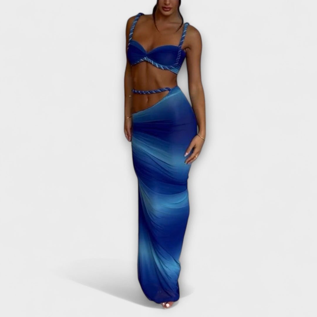 Jane – Gradient Braided Crop Top & Overskirt Set