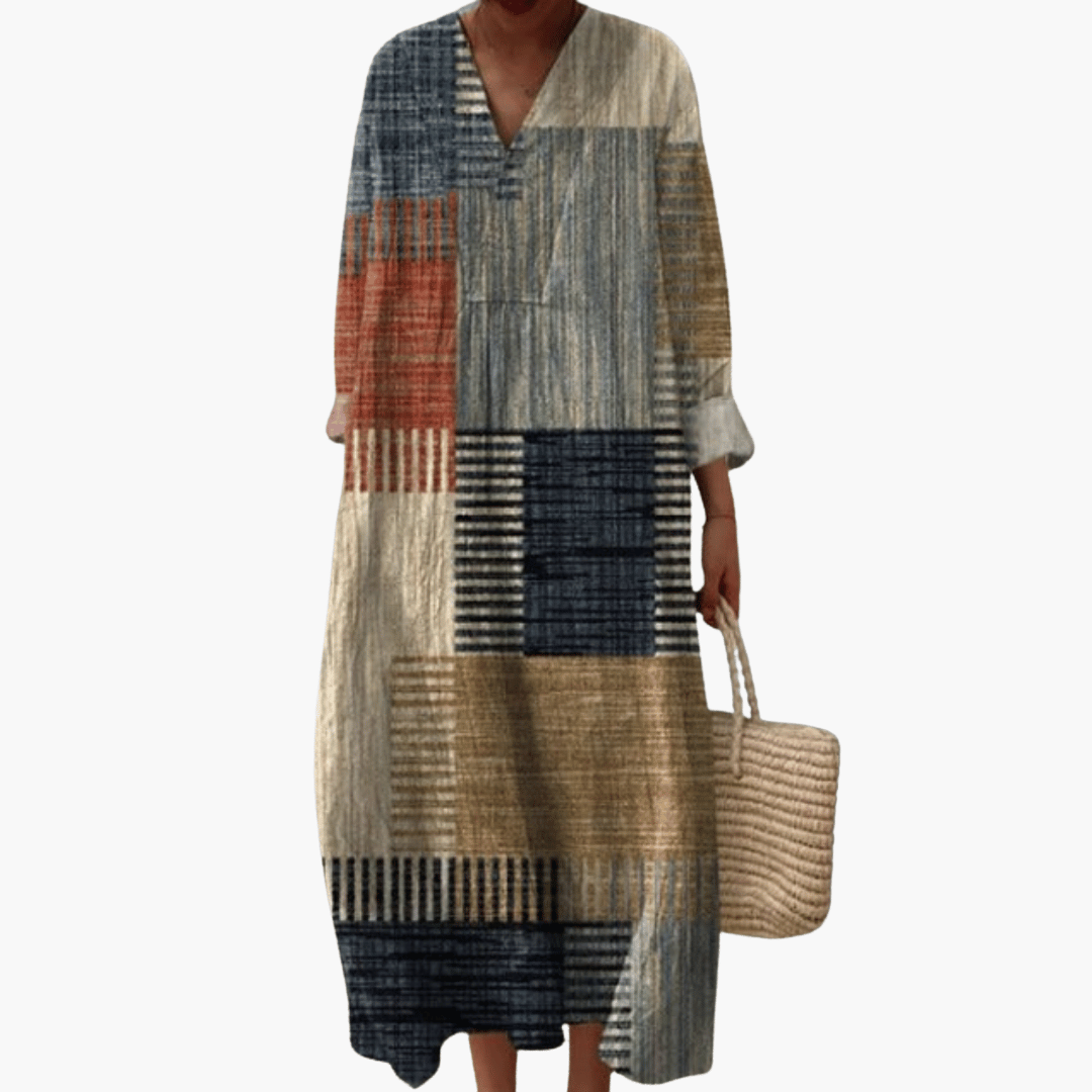 Sarah™ | Vintage Geometric Art Print Dress for Women