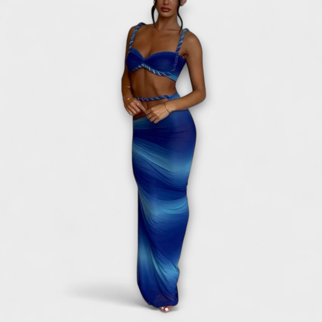 Jane – Gradient Braided Crop Top & Overskirt Set