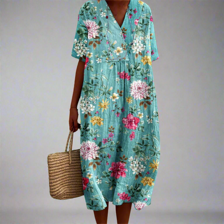 Vroni | Summer dress with floral pattern made of high-quality fabric