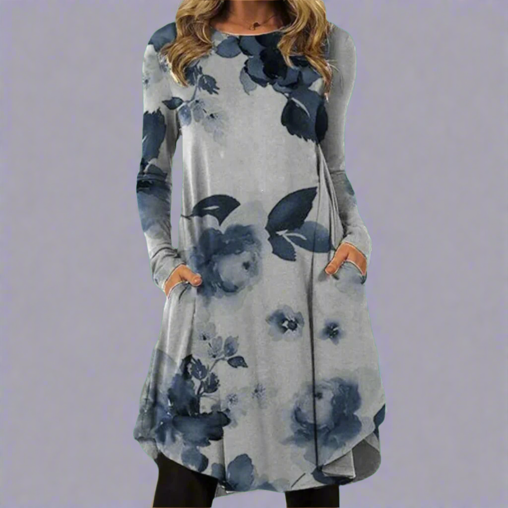 Ysolde | Fashionable dress with printed waistband made of premium fabric