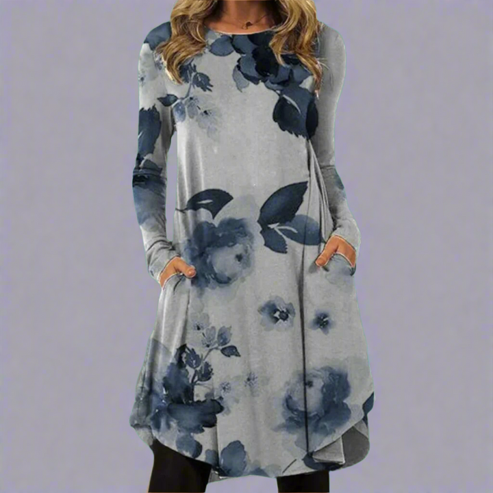 Ysolde | Fashionable dress with printed waistband made of premium fabric