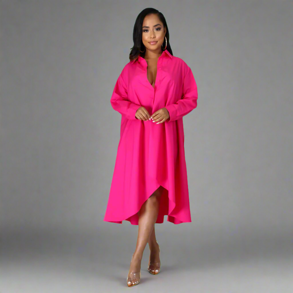 Gisberta | Elegant shirt dress with flowing premium fabric for stylish autumn days