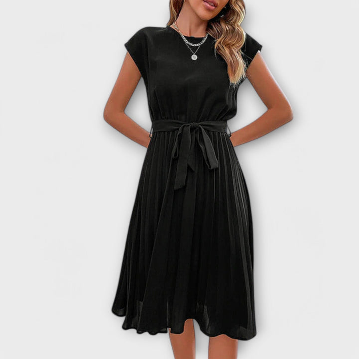 Claire – Short-Sleeved Pleated Casual Mini Dress