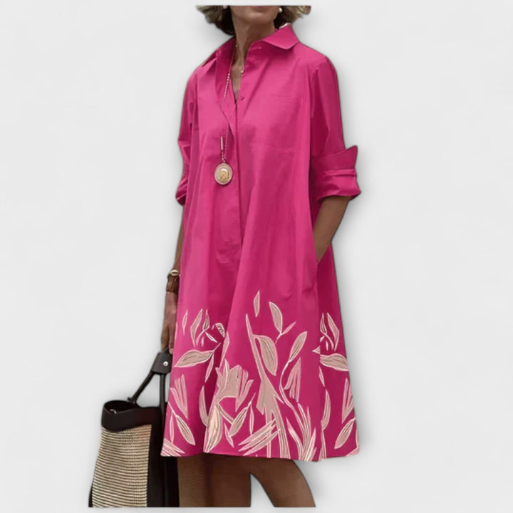 DIdiane | Modern shirt dress with collar and three-quarter sleeves