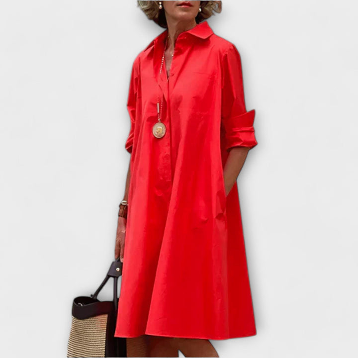 DIdiane | Modern shirt dress with collar and three-quarter sleeves