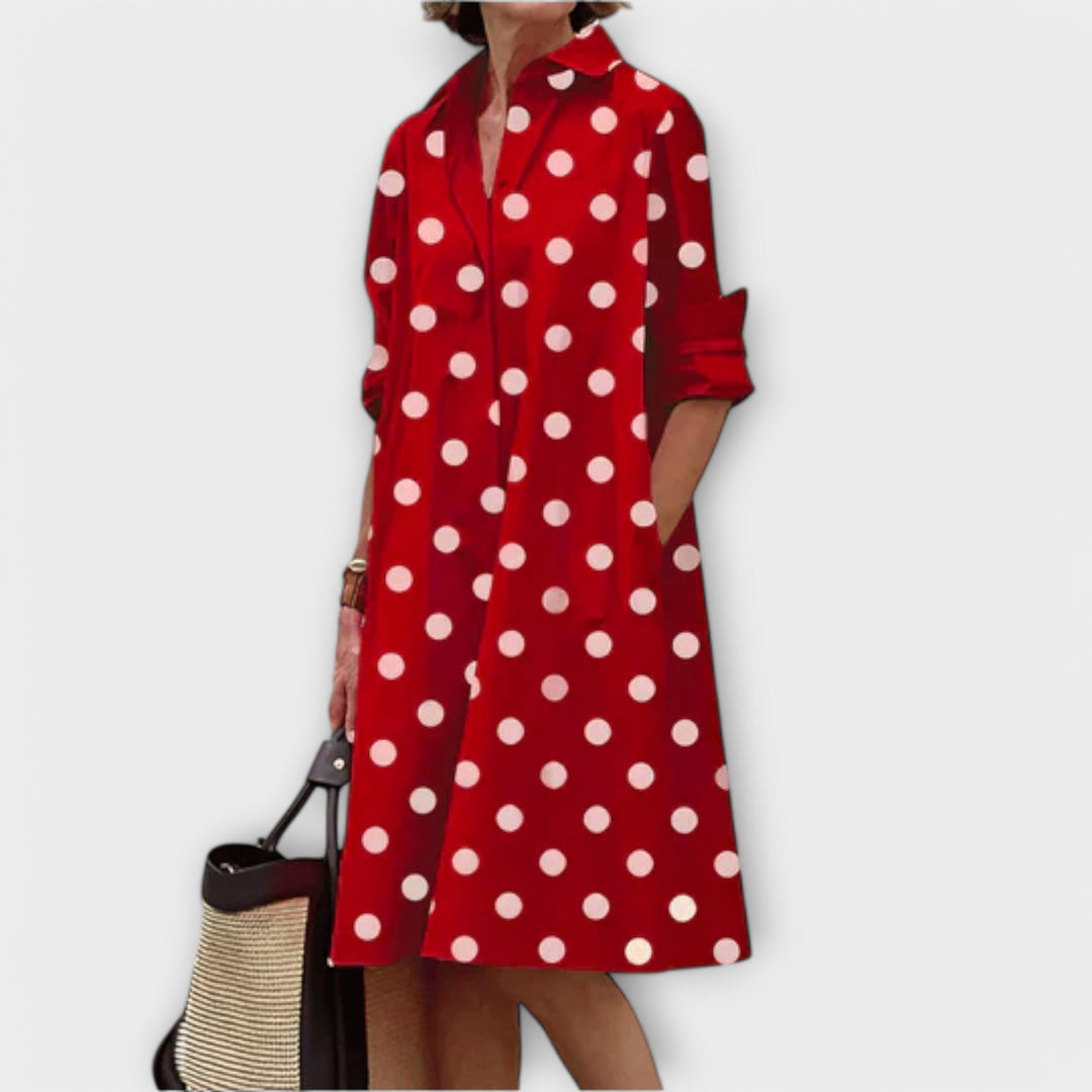 DIdiane | Modern shirt dress with collar and three-quarter sleeves