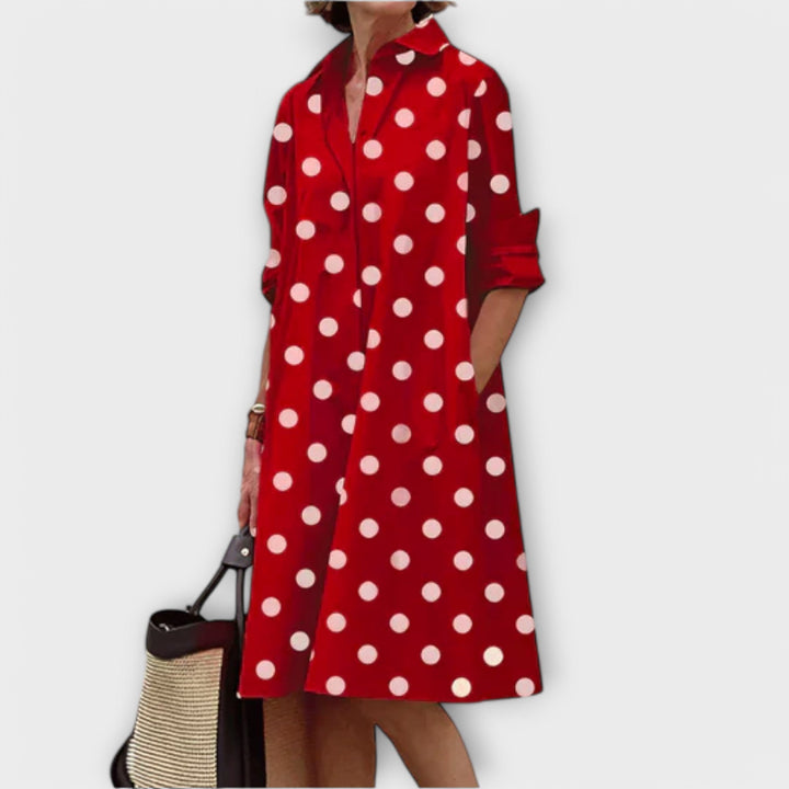 DIdiane | Modern shirt dress with collar and three-quarter sleeves