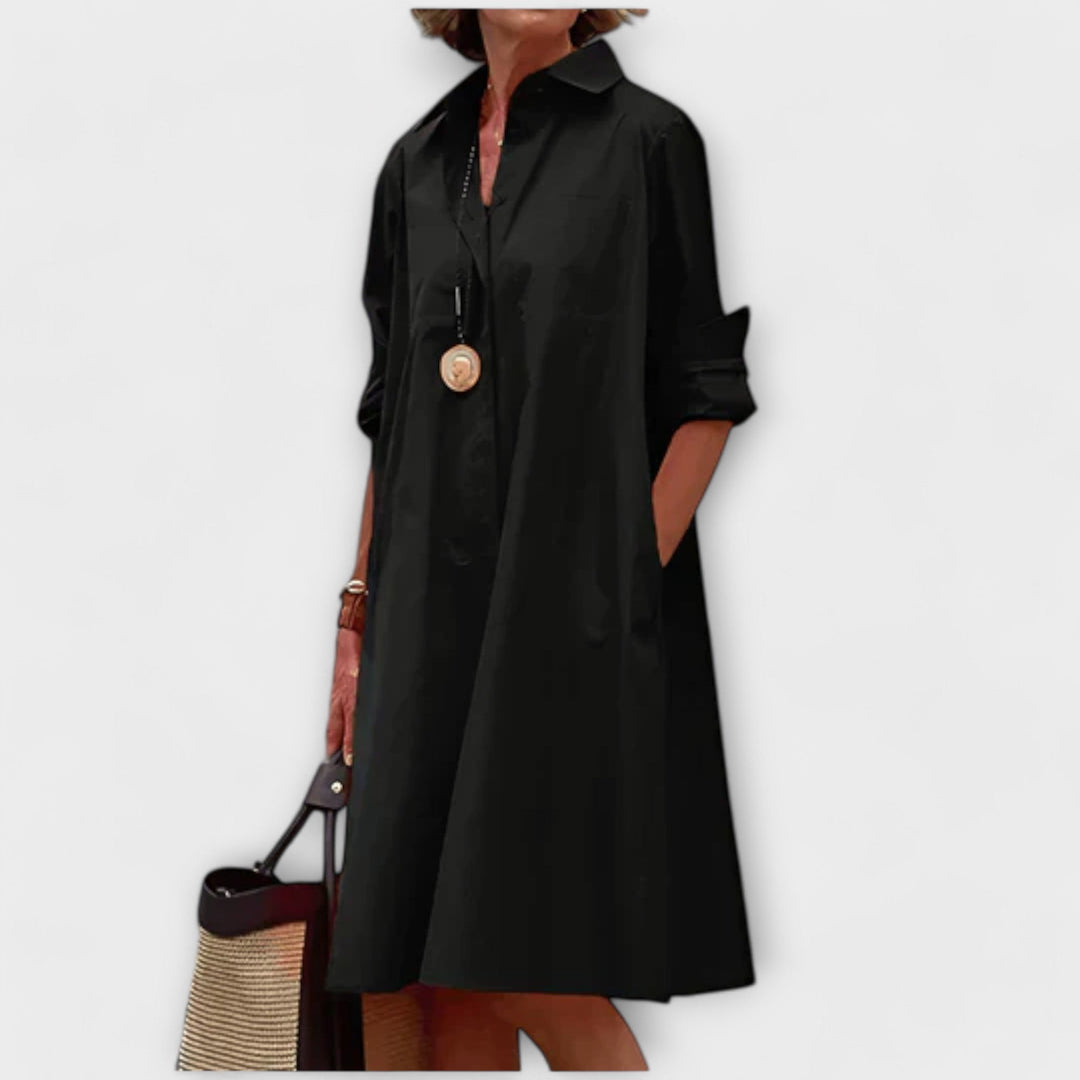 DIdiane | Modern shirt dress with collar and three-quarter sleeves