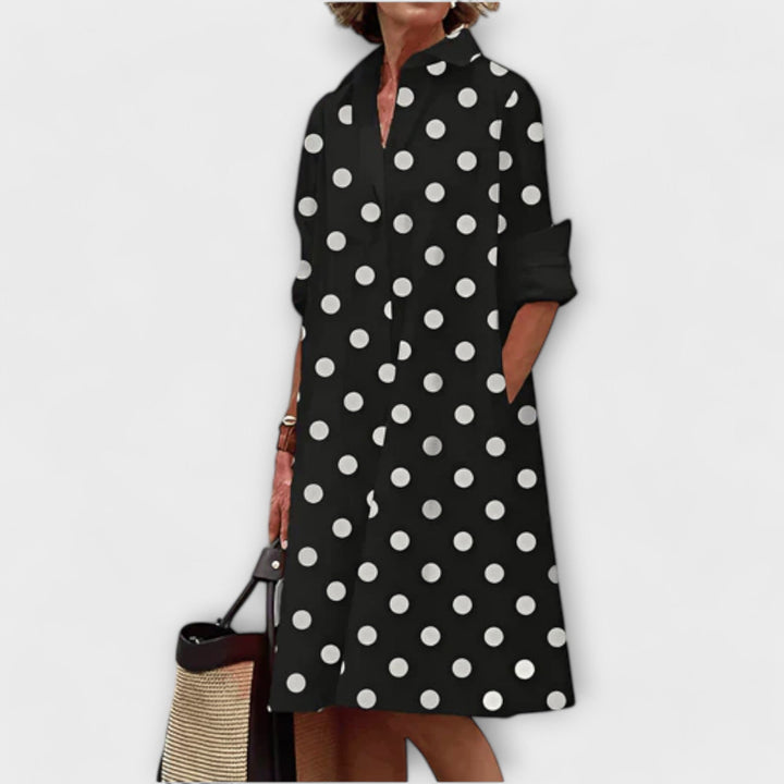 DIdiane | Modern shirt dress with collar and three-quarter sleeves