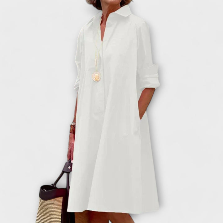 DIdiane | Modern shirt dress with collar and three-quarter sleeves