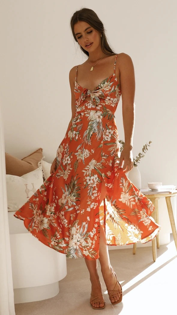 Norberta | Midi Dress in Premium Fabric with Floral Design
