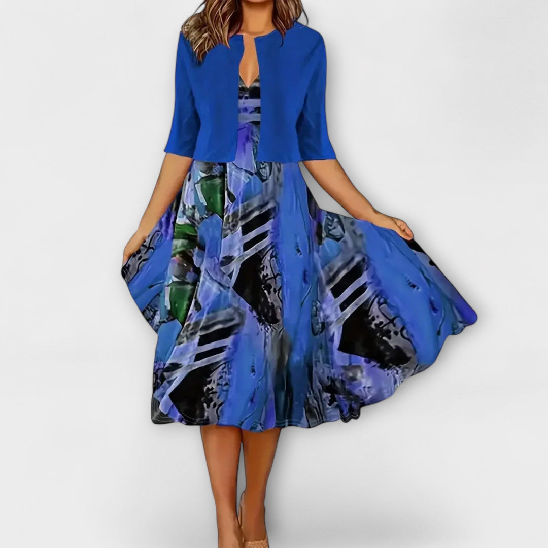 Victoria – Elegant Midi Summer Dress with Blazer