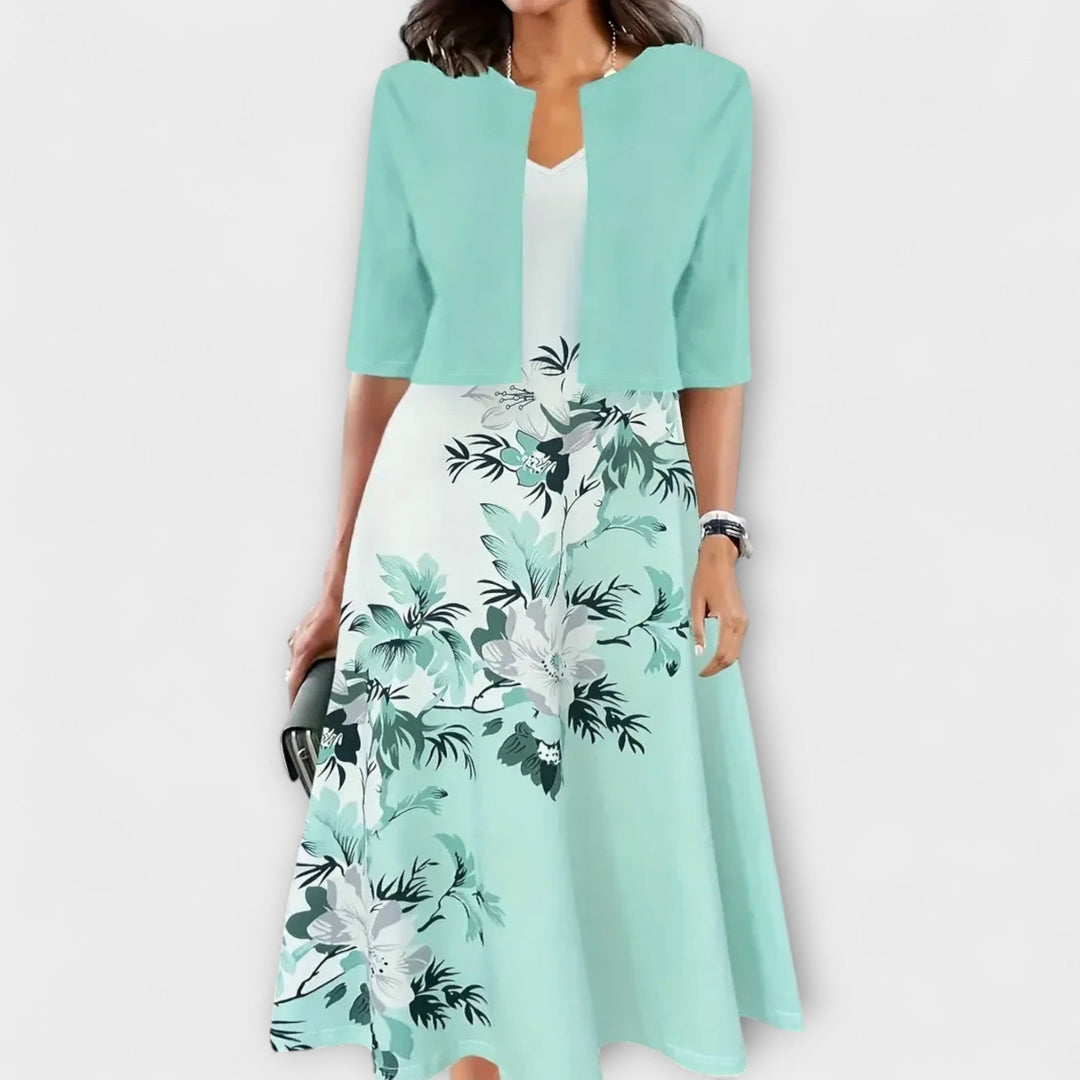 Victoria – Elegant Midi Summer Dress with Blazer