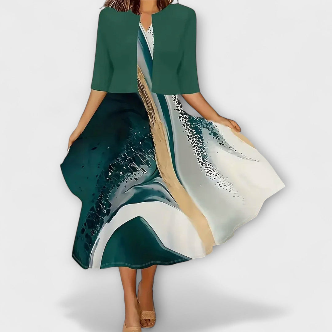 Victoria – Elegant Midi Summer Dress with Blazer