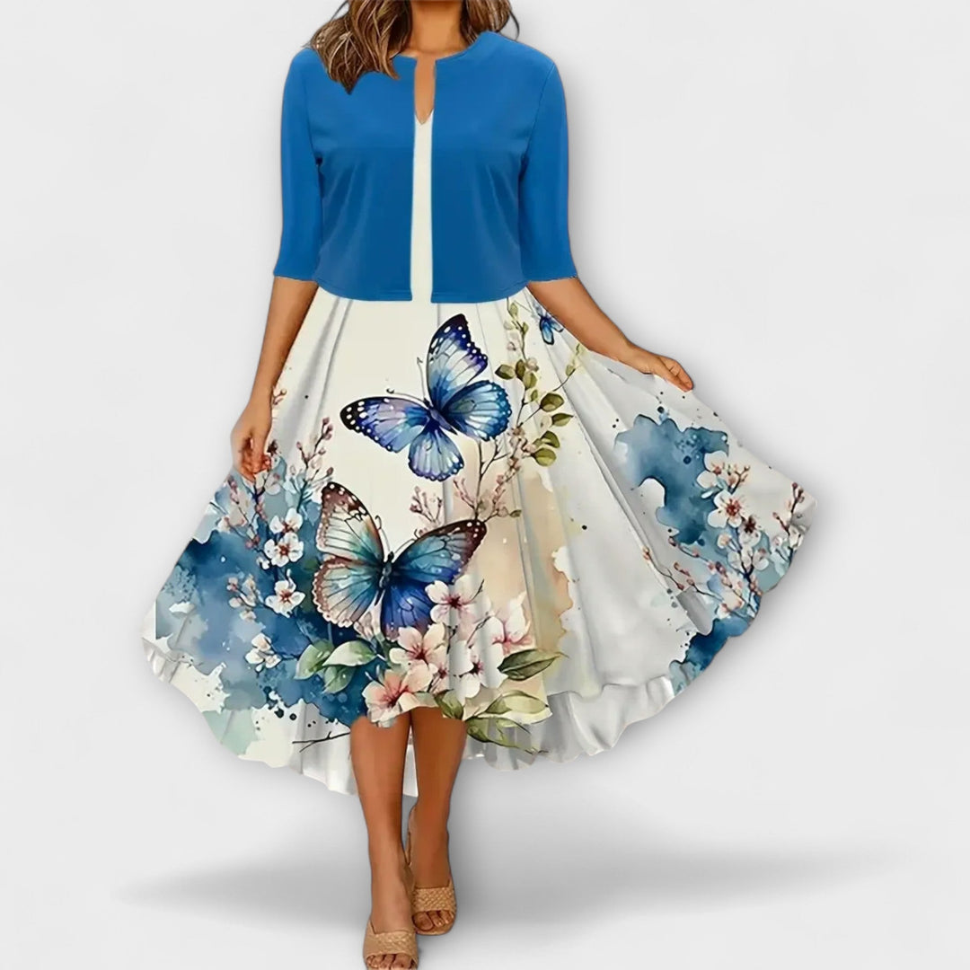 Victoria – Elegant Midi Summer Dress with Blazer