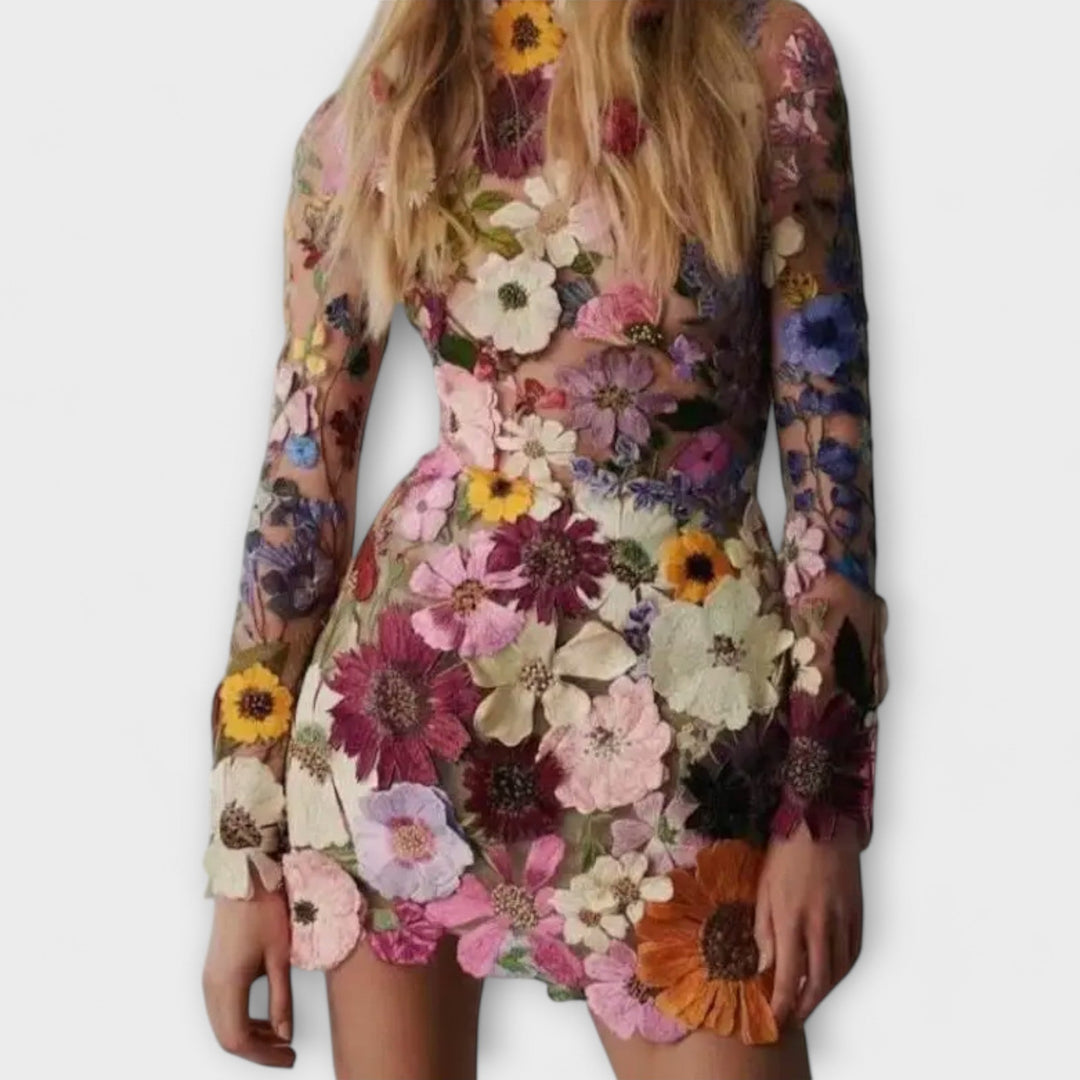 Dolores | Dress with 3D flower pattern