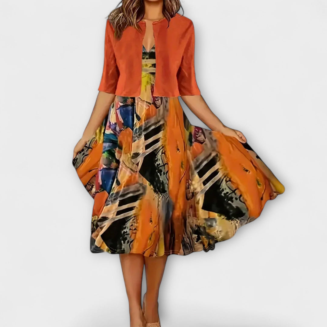 Victoria – Elegant Midi Summer Dress with Blazer