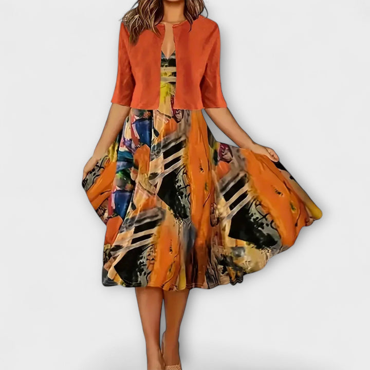 Victoria – Elegant Midi Summer Dress with Blazer