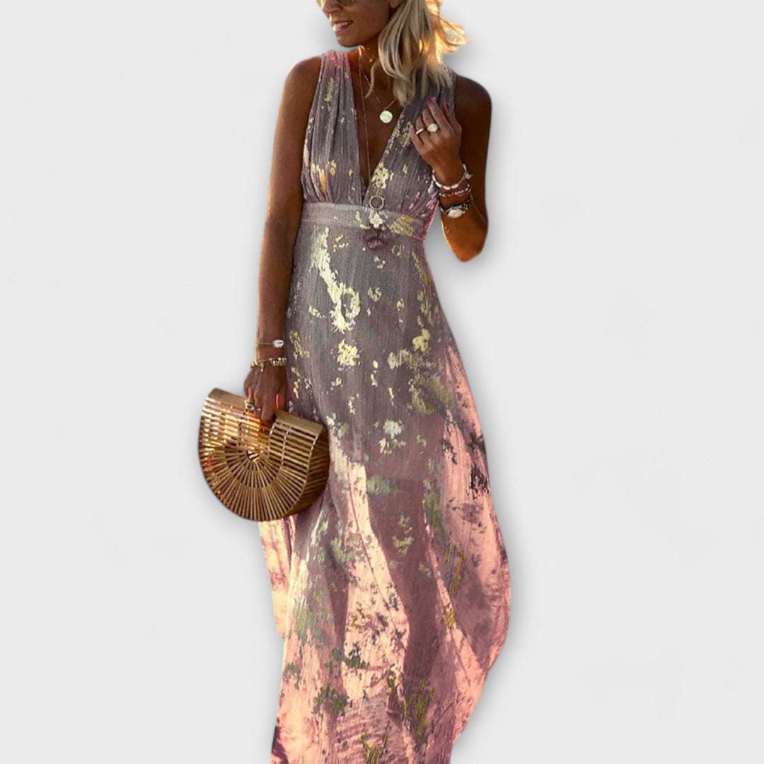 Anne | Flowing dress with V-neck and sequin details