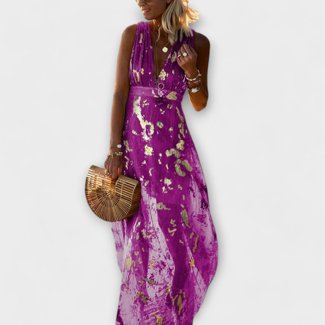 Anne | Flowing dress with V-neck and sequin details