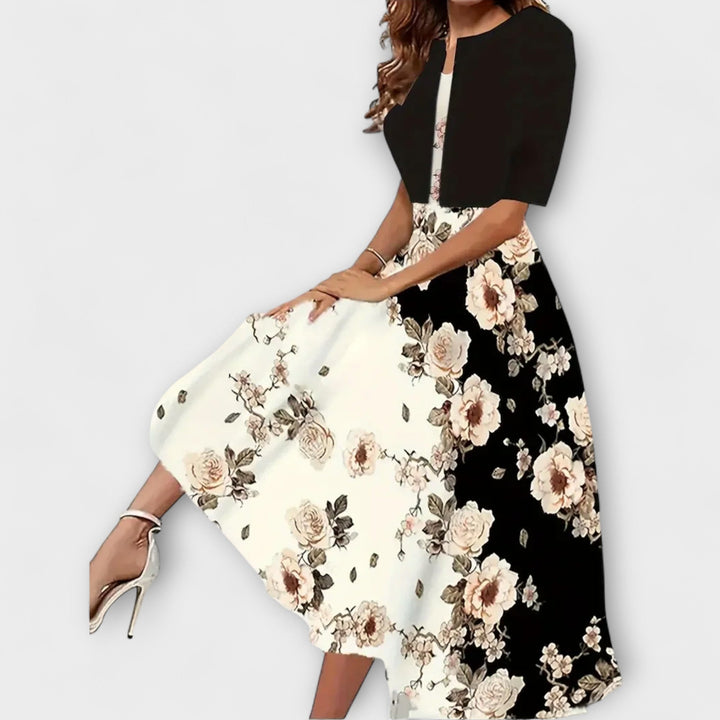Victoria – Elegant Midi Summer Dress with Blazer