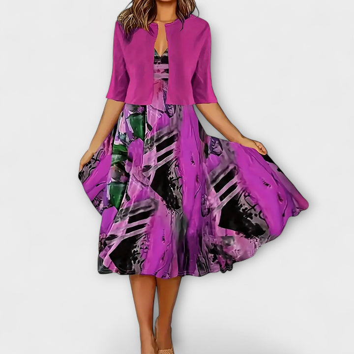 Victoria – Elegant Midi Summer Dress with Blazer