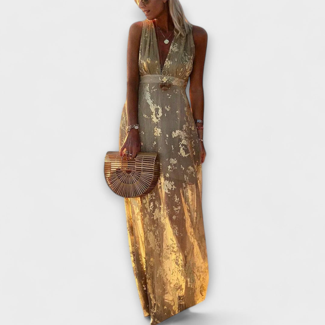Anne | Flowing dress with V-neck and sequin details