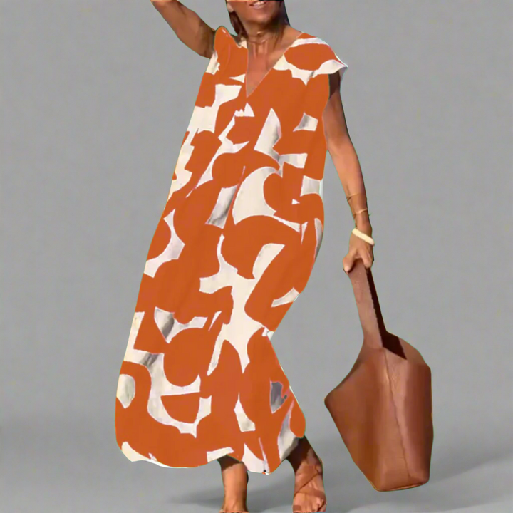 Zelda | Printed V-neck dress made of premium fabric