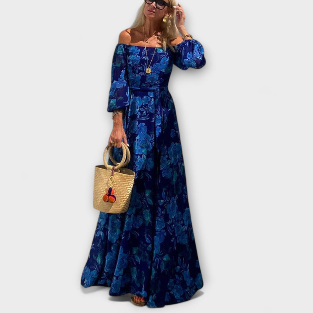 Juniper – Floral Off-Shoulder Smocked Maxi Holiday Dress
