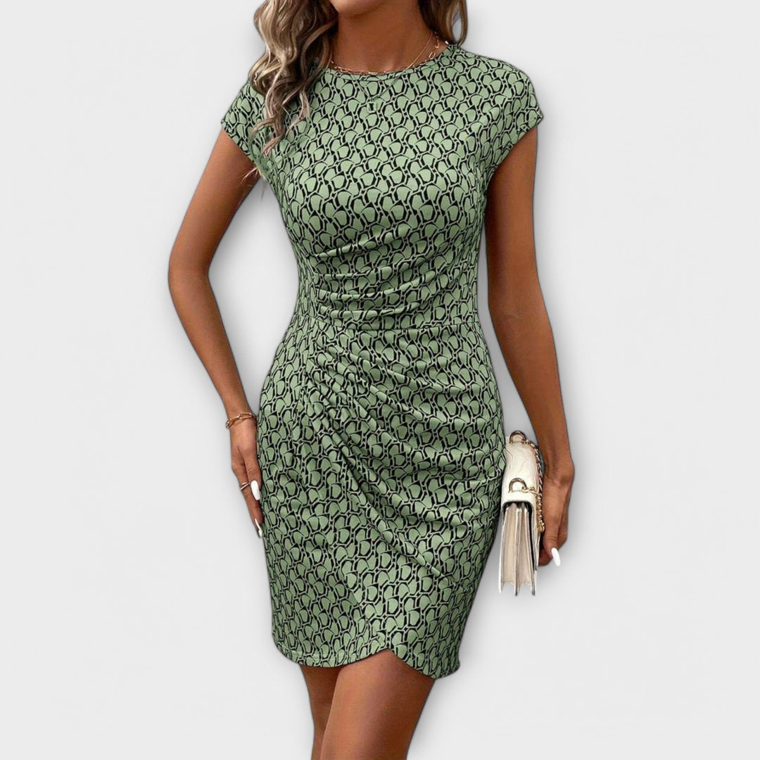 Emma – Short-Sleeved Tulip Dress with All-Over Print