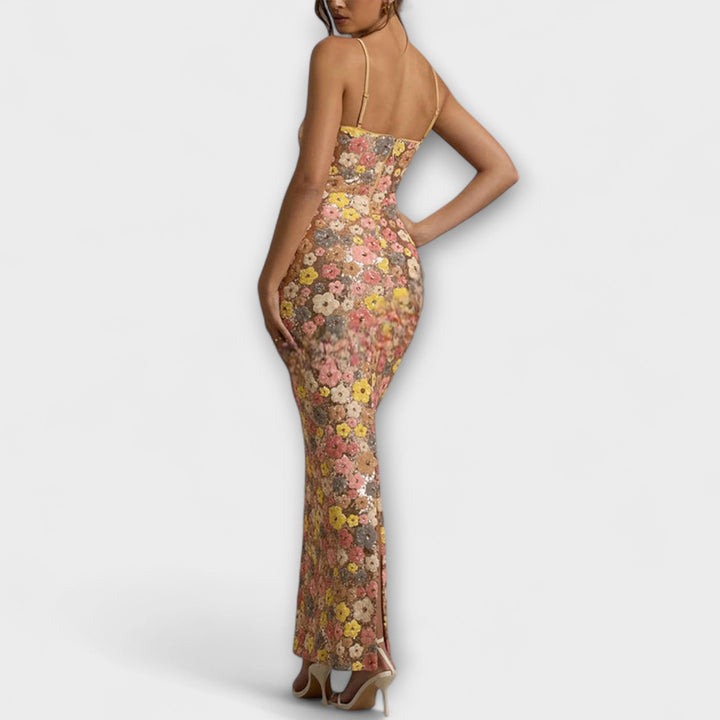 Oakley – Floral Sequin 80s-Inspired Maxi Dress