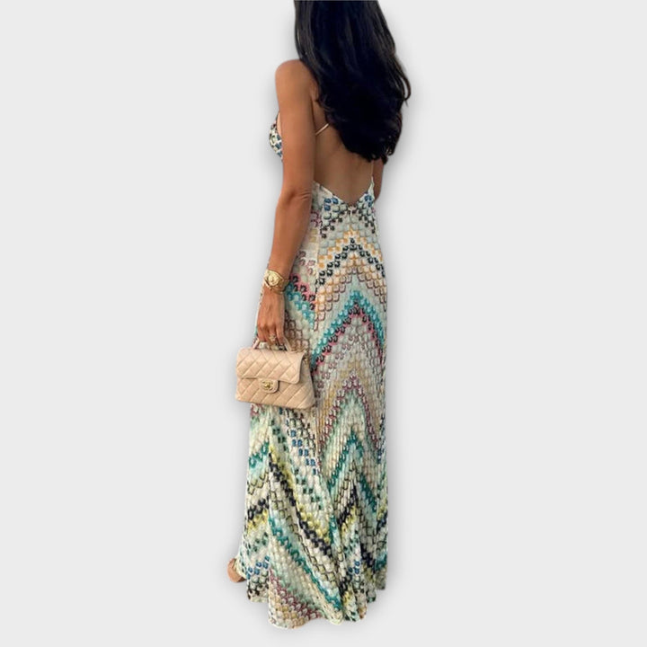 Remi – Missoni-Style Colourful Chevron Maxi Dress