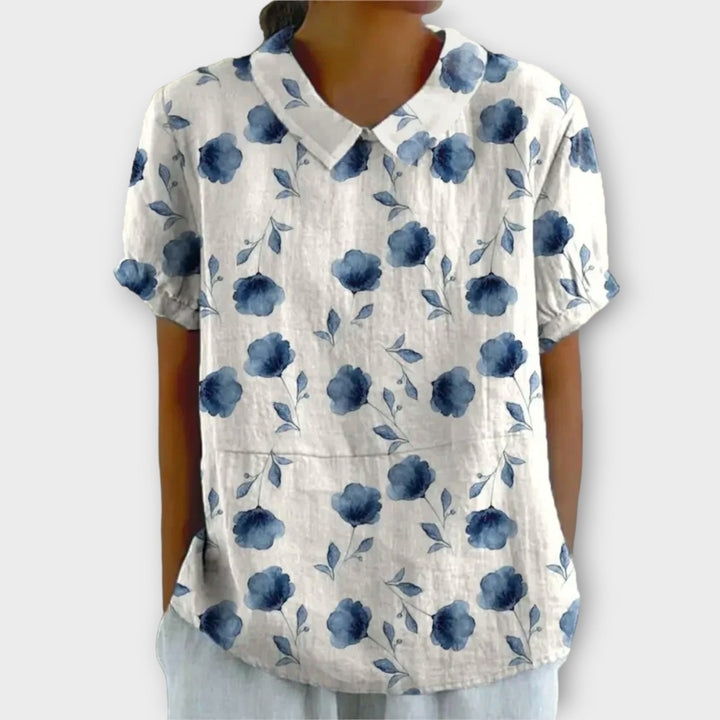 Charlotte™ | Floral Cotton-Linen Blouse