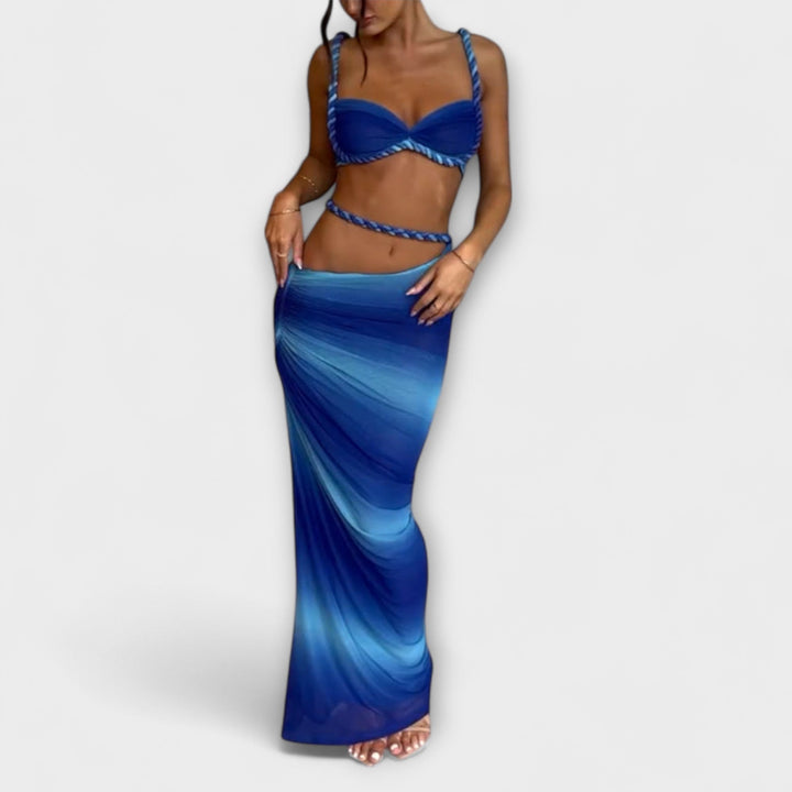 Jane – Gradient Braided Crop Top & Overskirt Set