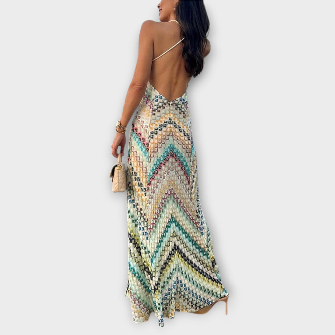 Remi – Missoni-Style Colourful Chevron Maxi Dress