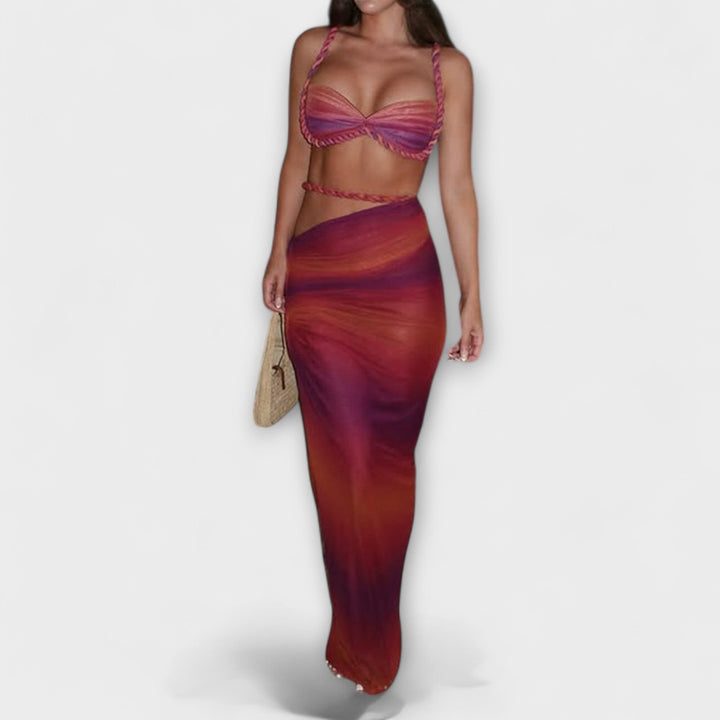 Jane – Gradient Braided Crop Top & Overskirt Set