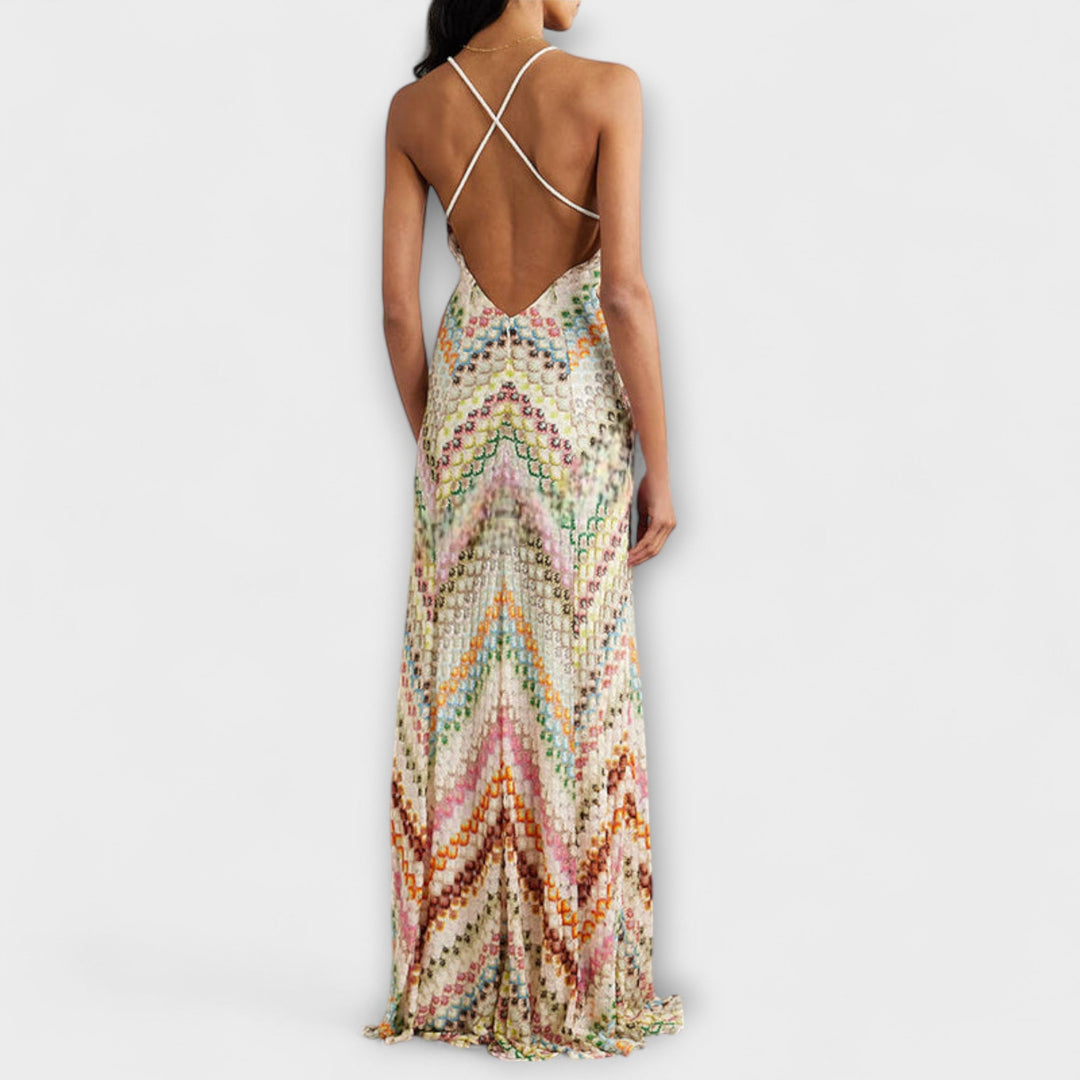 Remi – Missoni-Style Colourful Chevron Maxi Dress
