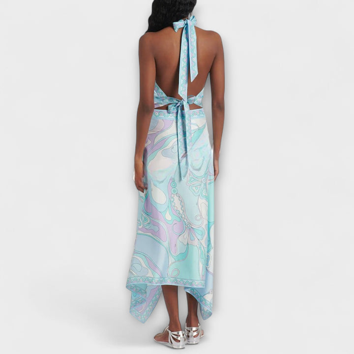 Everly – Halterneck Top & Asymmetric Midi Skirt Set