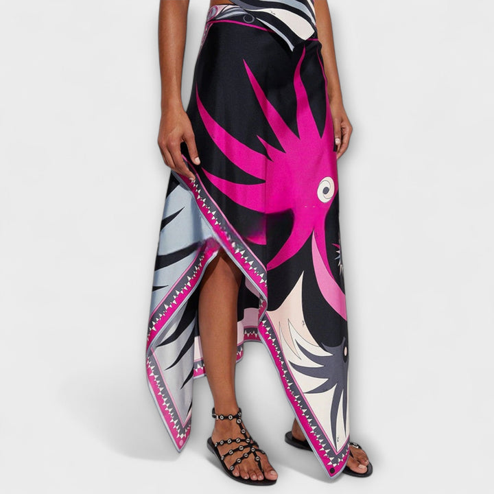 Everly – Halterneck Top & Asymmetric Midi Skirt Set