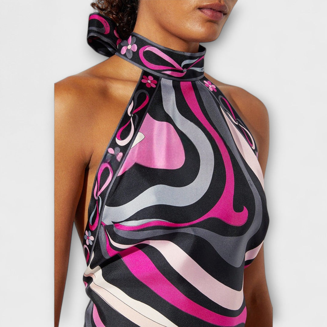 Everly – Halterneck Top & Asymmetric Midi Skirt Set