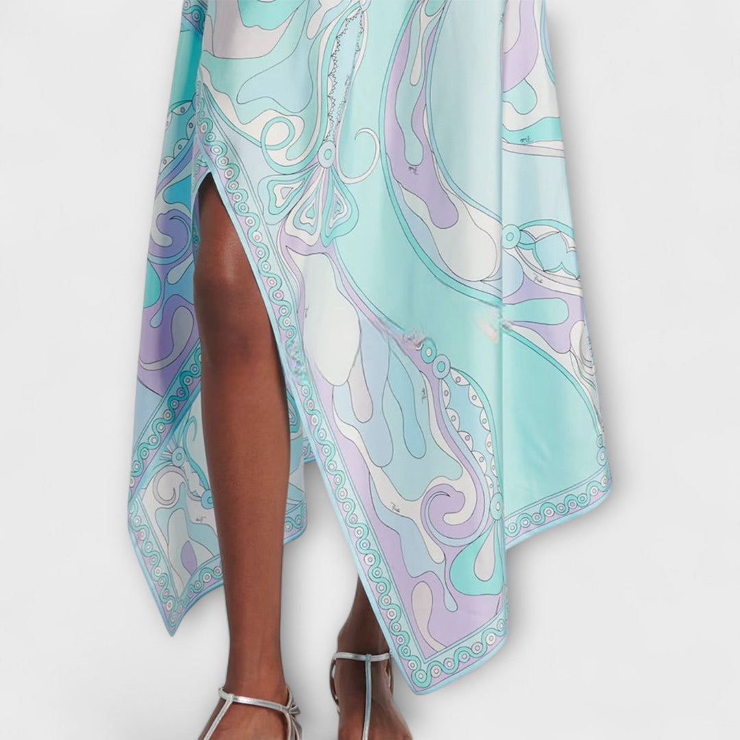Everly – Halterneck Top & Asymmetric Midi Skirt Set