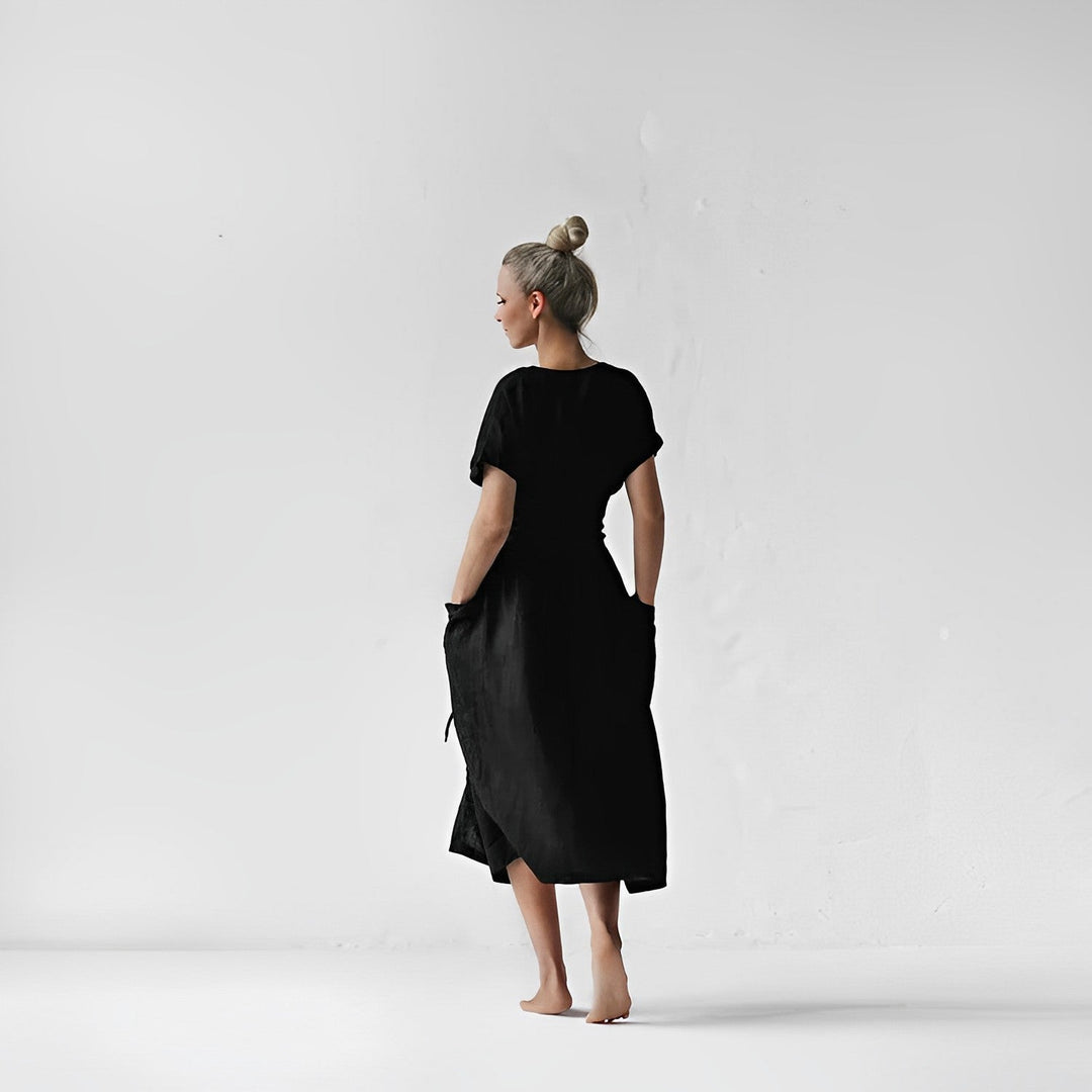 Ilse™ | Elegant Midi Dress with Belt & Side Pockets