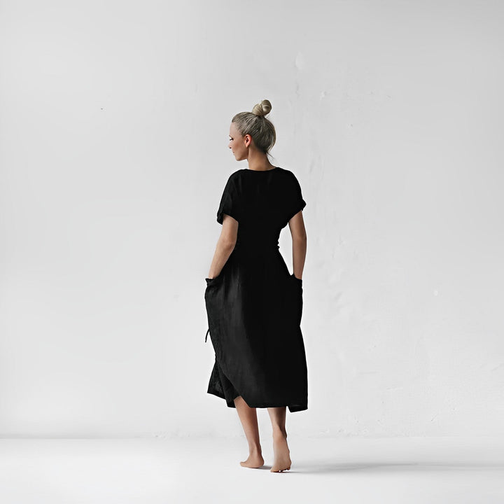 Ilse™ | Elegant Midi Dress with Belt & Side Pockets