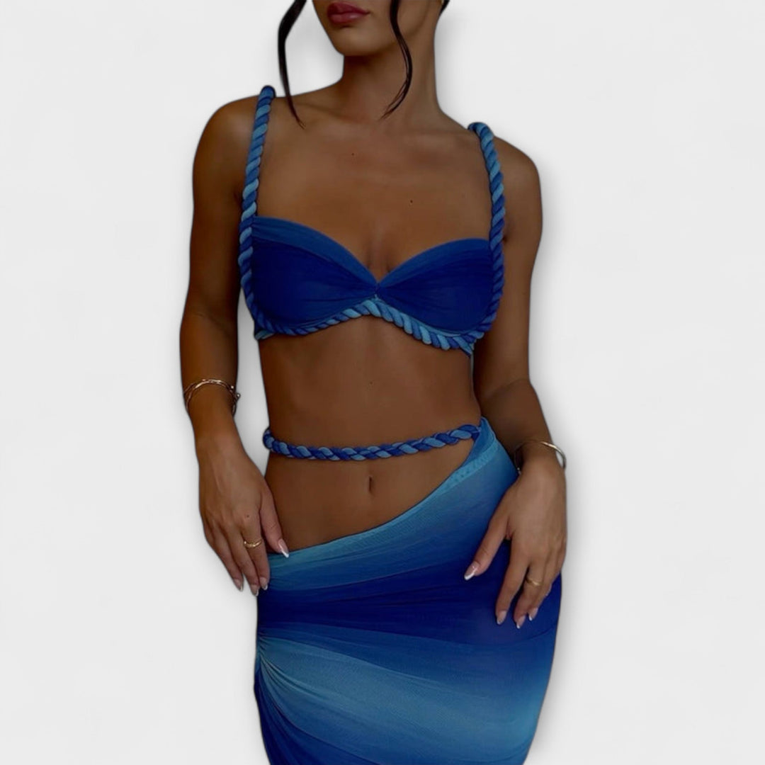 Jane – Gradient Braided Crop Top & Overskirt Set